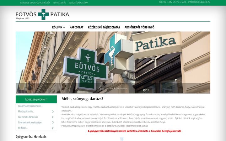 Skærmbillede af eotvos-patika.hu