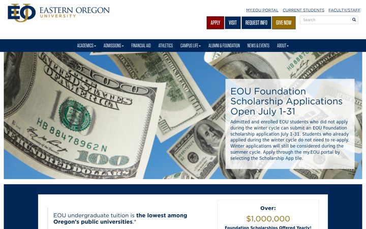 Screenshot of eou.edu