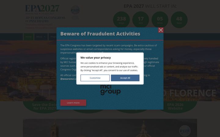 Екранна снимка на epa-congress.org