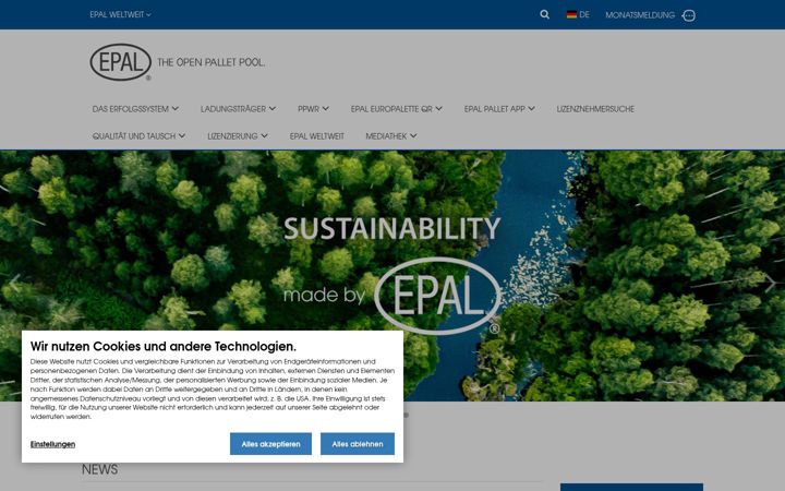 Captură de ecran a epal-pallets.de
