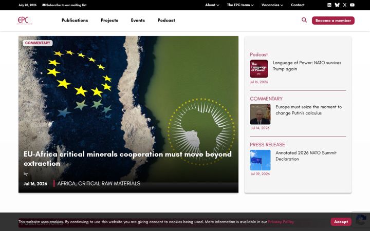 Screenshot of epc.eu