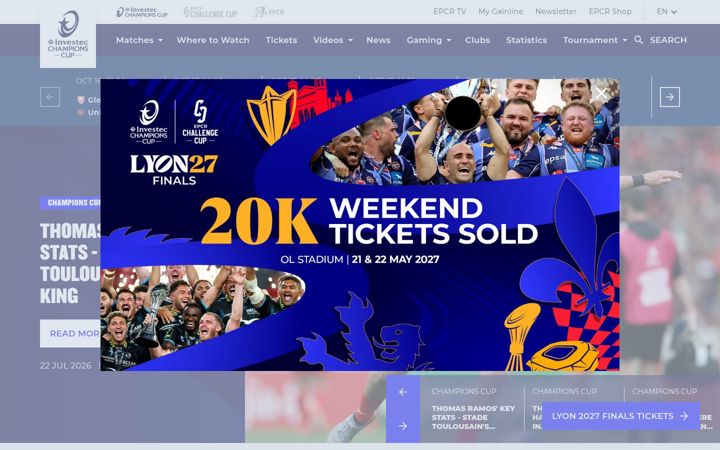 Screenshot ta' epcrugby.com