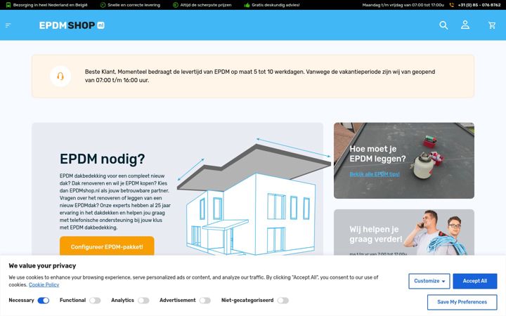 Ekrano kopija epdmshop.nl