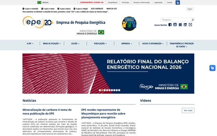 Screenshot of epe.gov.br