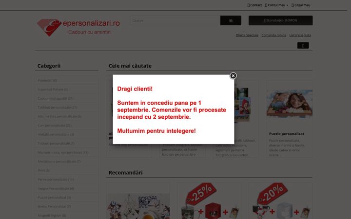 Posnetek zaslona epersonalizari.ro