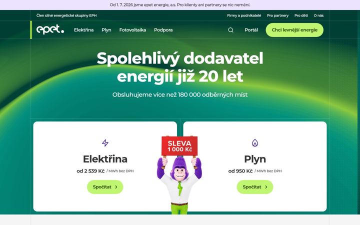Kuvakaappaus sivustosta epet.cz