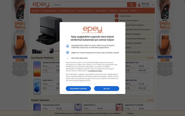 Screenshot von epey.com