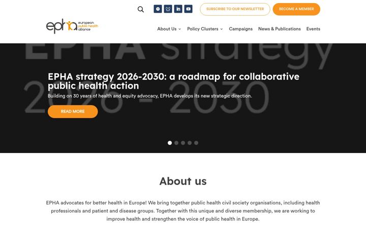 Screenshot of epha.org
