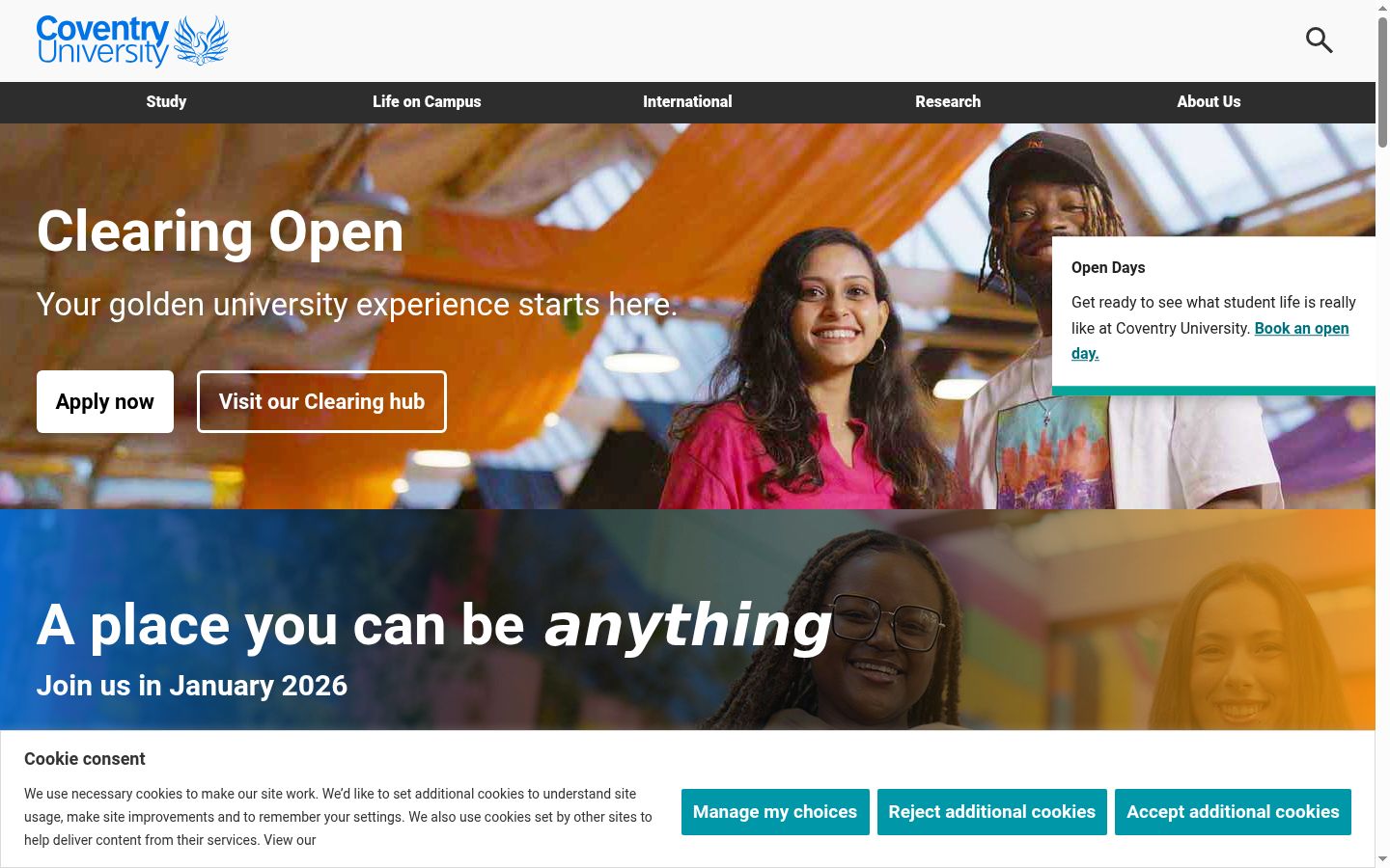 Screenshot of the consent banner shown before any interaction