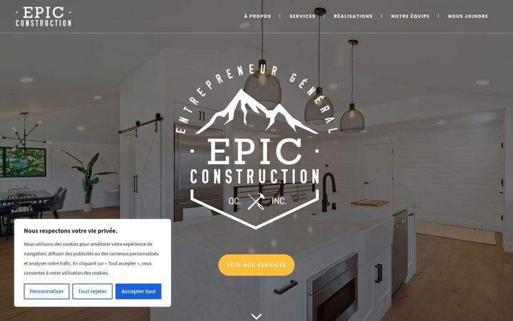 Kuvakaappaus sivustosta epicconstruction.ca