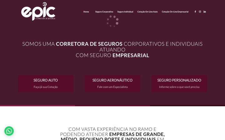 Ekraanipilt saidist epiccorretora.com.br