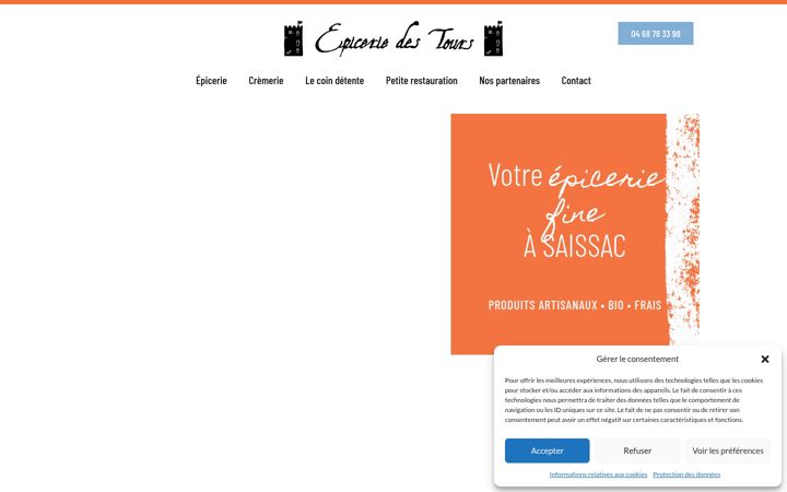 Snímek obrazovky epiceriedestours.fr