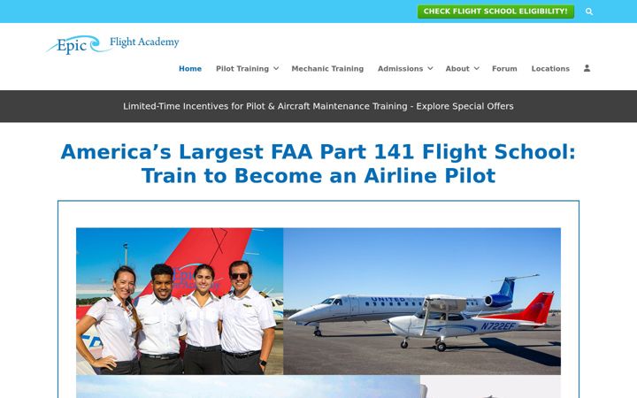 Screenshot of epicflightacademy.com