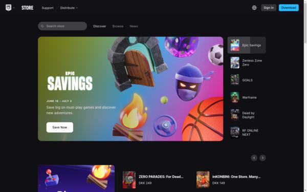 Screenshot of epicgames.com