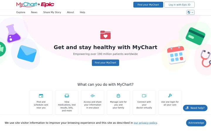 Екранна снимка на epicmychart.com
