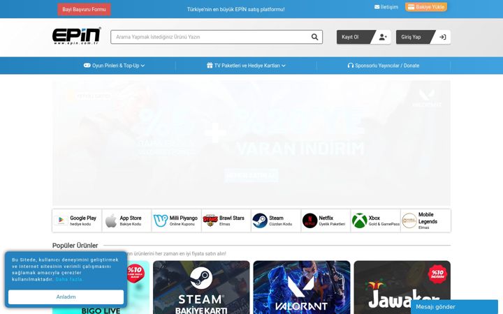 Screenshot of epin.com.tr