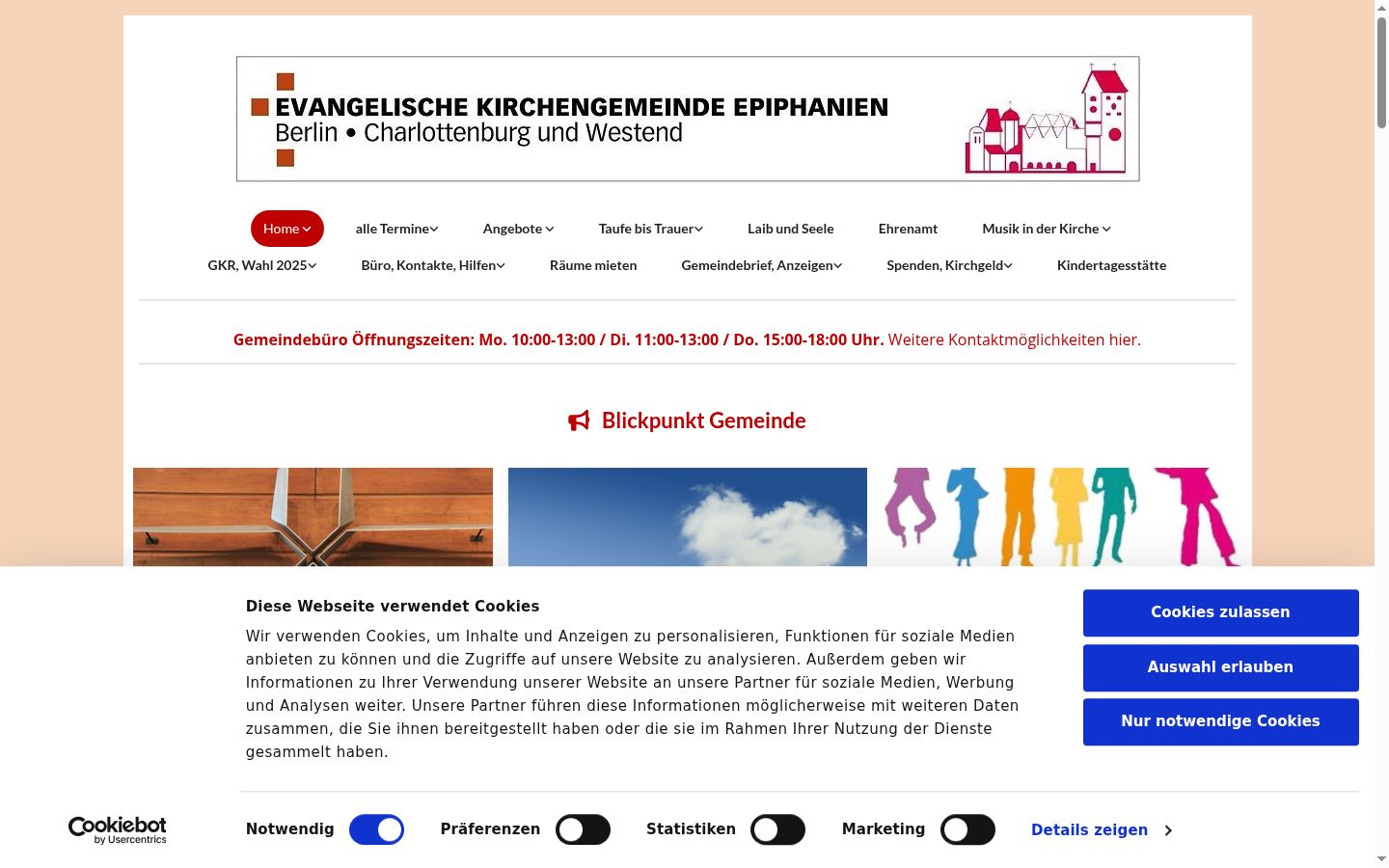 Screenshot des Einwilligungsbanners vor jeglicher Interaktion