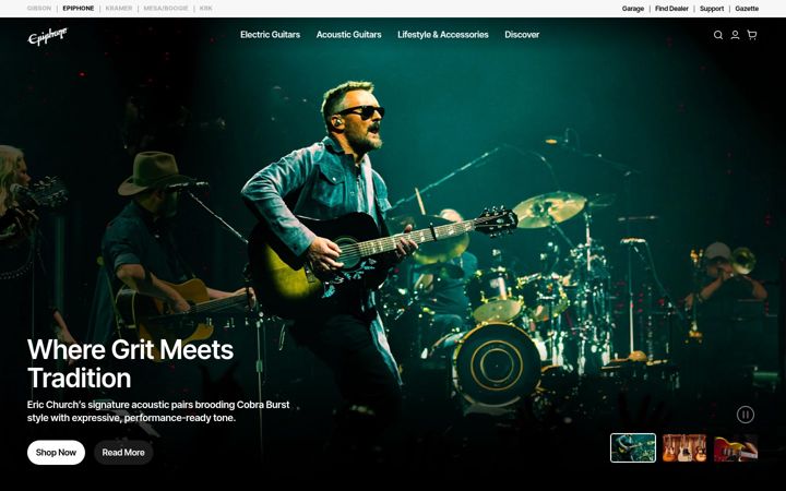 Screenshot of epiphone.com