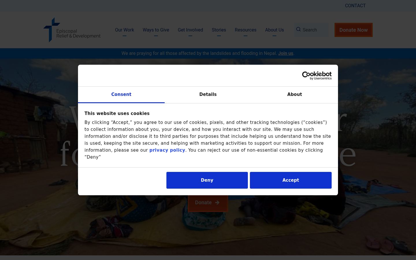 Snímka obrazovky banera súhlasu zobrazeného pred akoukoľvek interakciou