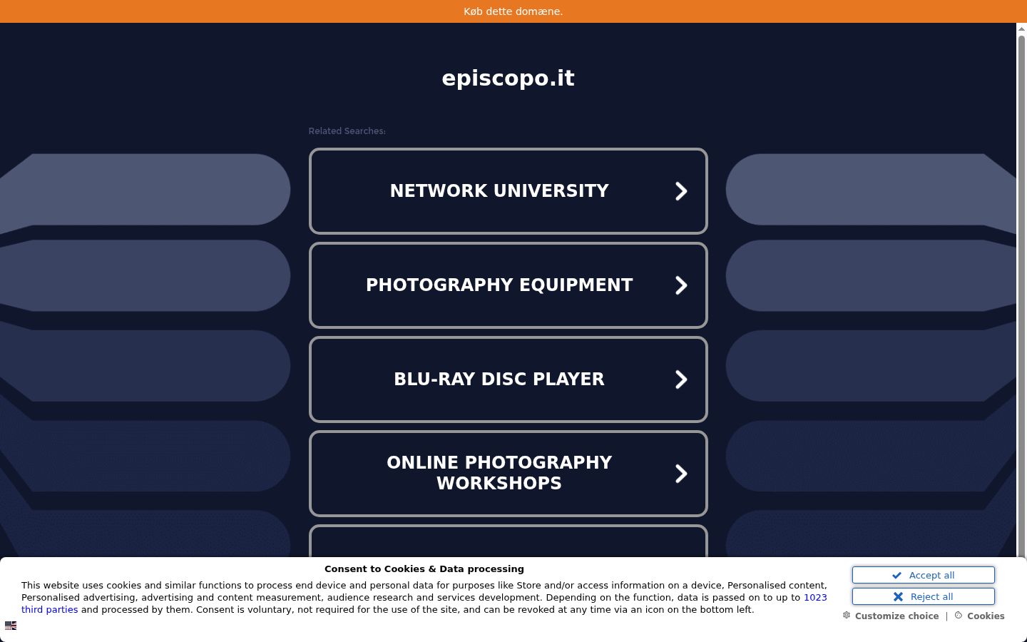Screenshot del banner di consenso mostrato prima di qualsiasi interazione