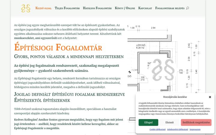 Skærmbillede af epitesjogi-fogalomtar.hu