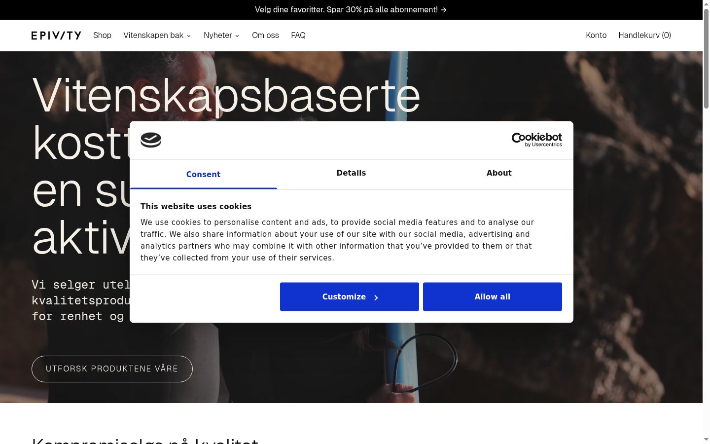 Snímek obrazovky baneru souhlasu zobrazeného před jakoukoli interakcí