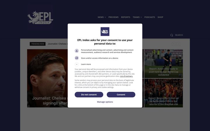 Kuvakaappaus sivustosta eplindex.com