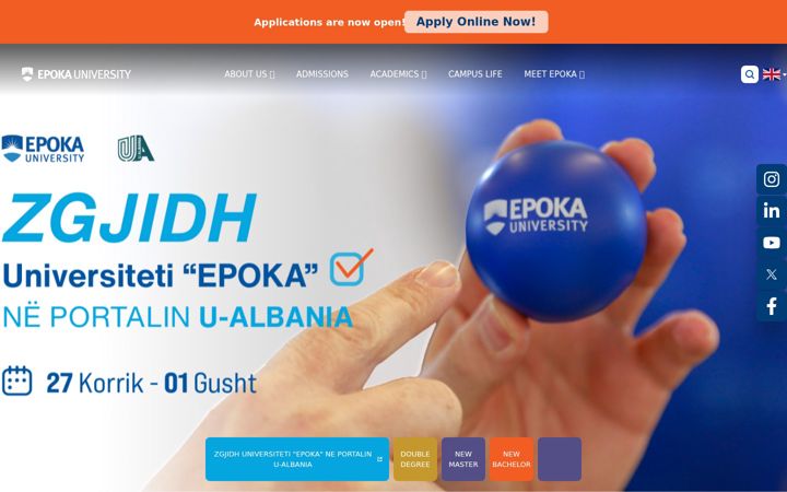 Screenshot of epoka.edu.al
