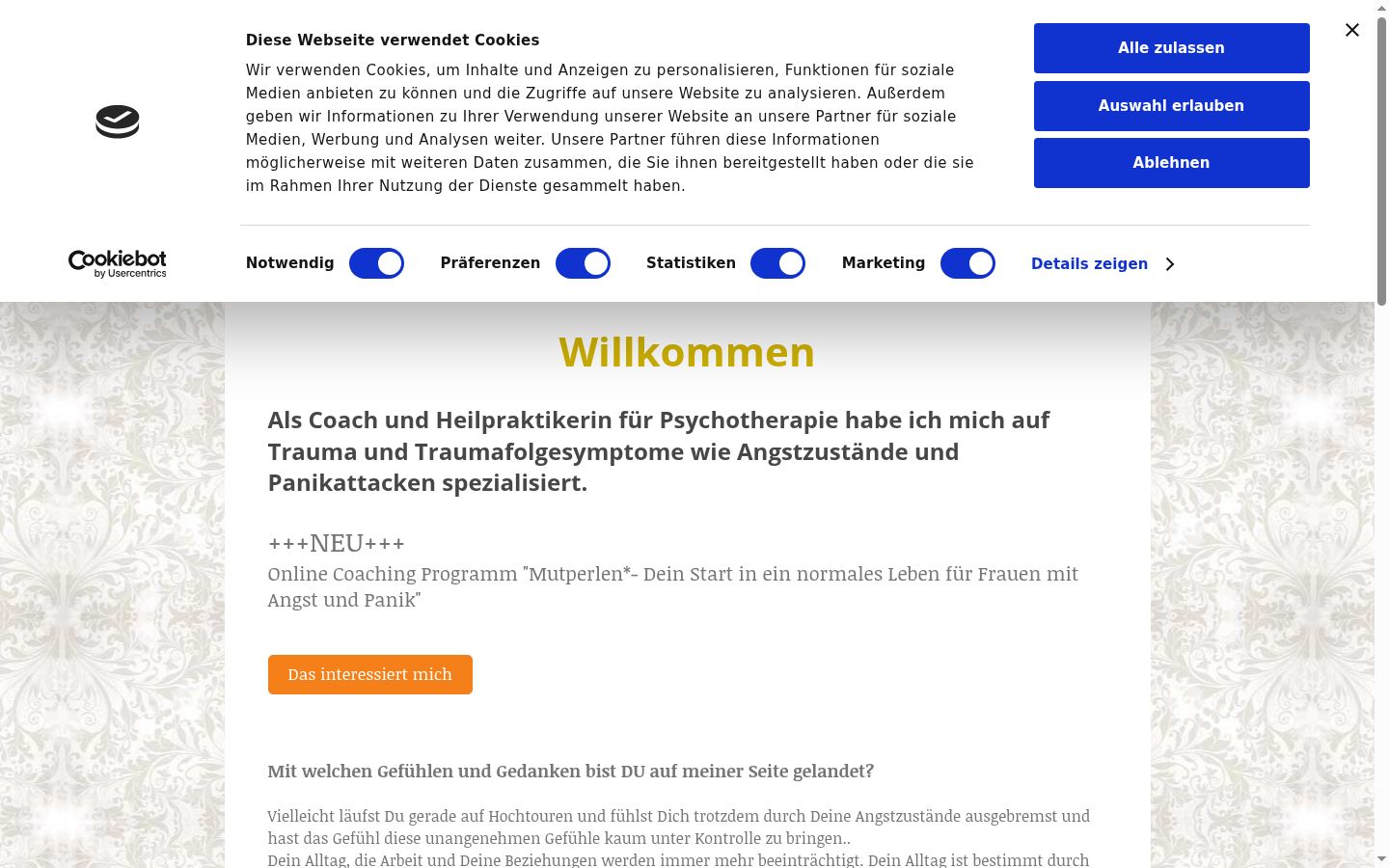 Screenshot des Einwilligungsbanners vor jeglicher Interaktion