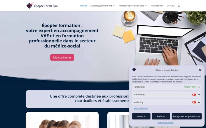 Screenshot stránky epopee-formation.fr