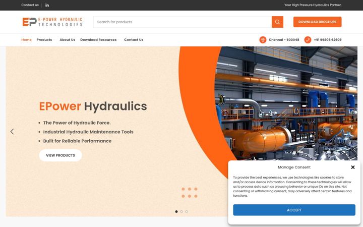 Screenshot of epowerhydraulics.in