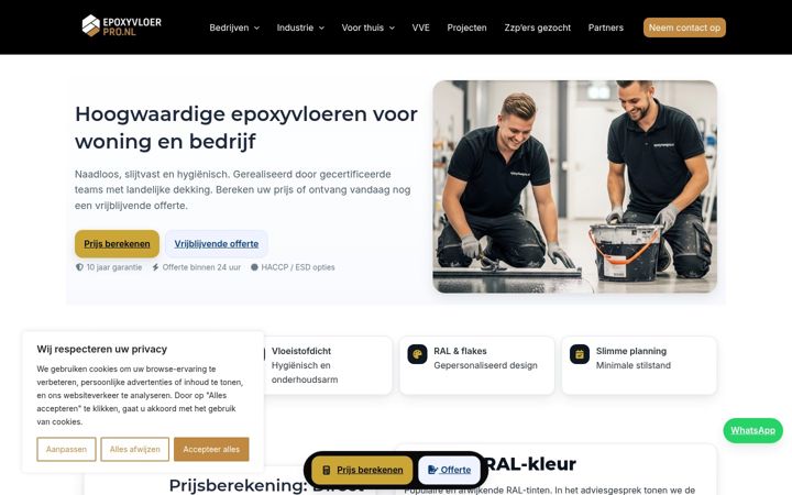 Skärmbild av epoxyvloerpro.nl