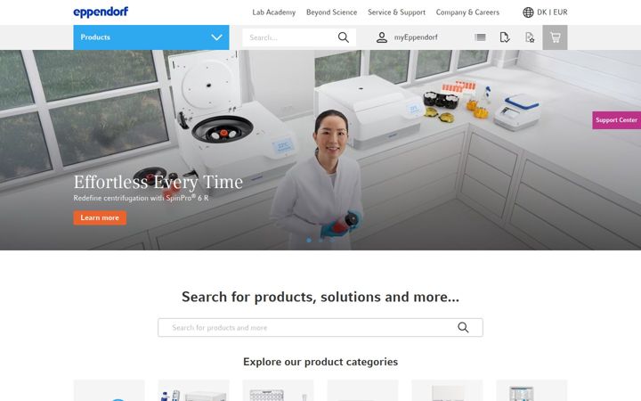 Ekrano kopija eppendorf.com
