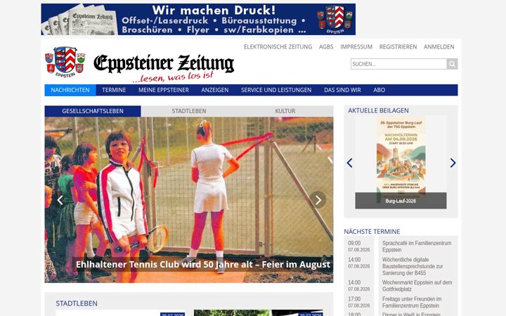 Kuvakaappaus sivustosta eppsteiner-zeitung.de