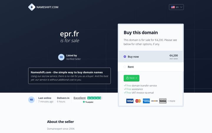 Screenshot stránky epr.fr