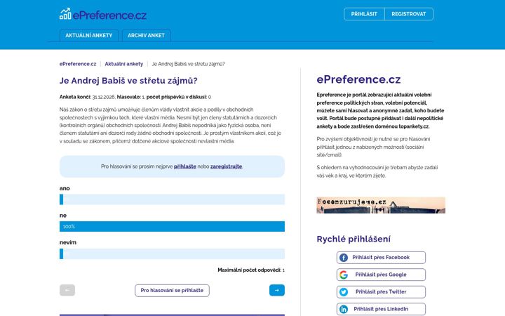 Screenshot di epreference.cz