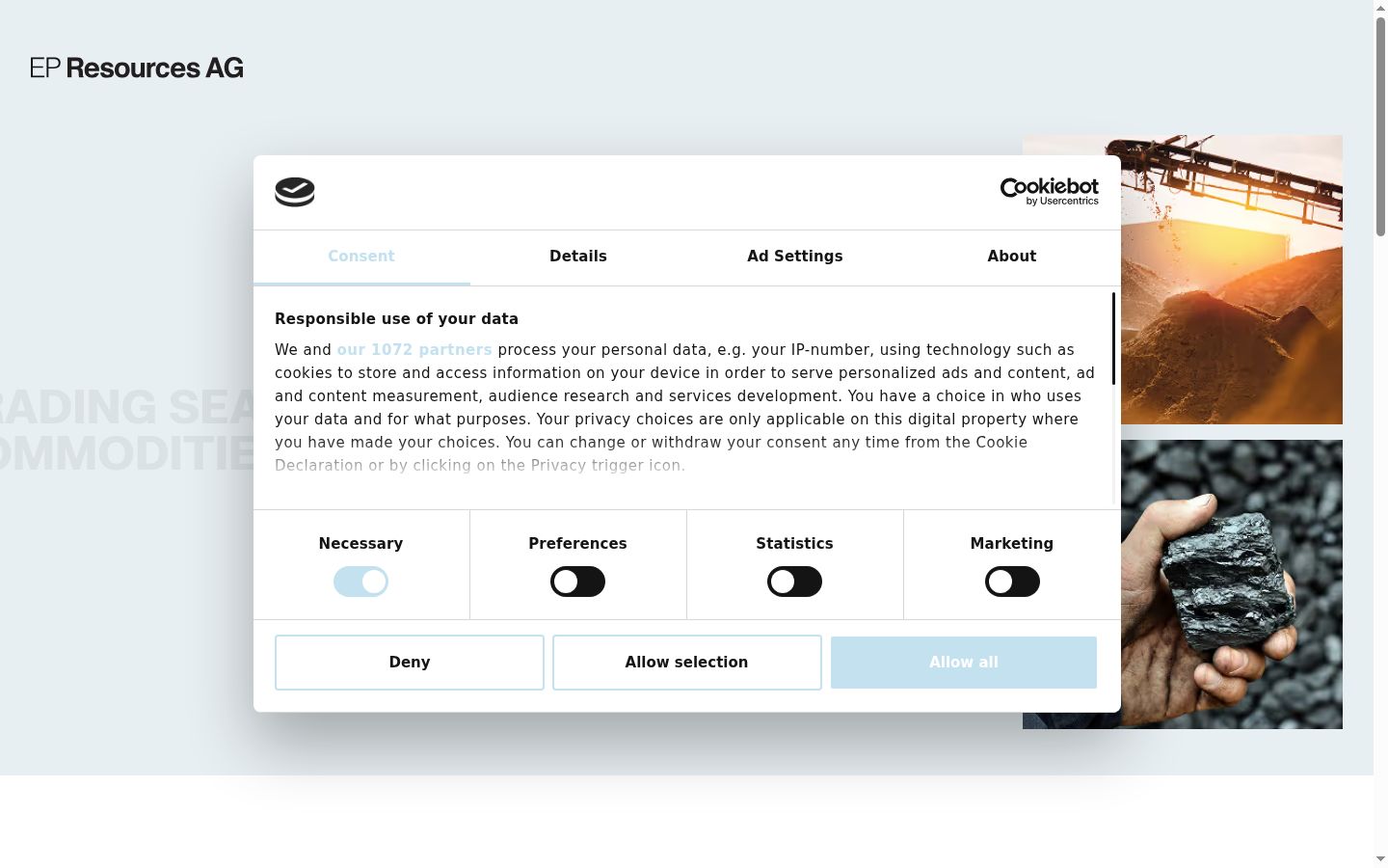 Capture d'écran de la bannière de consentement affichée avant toute interaction