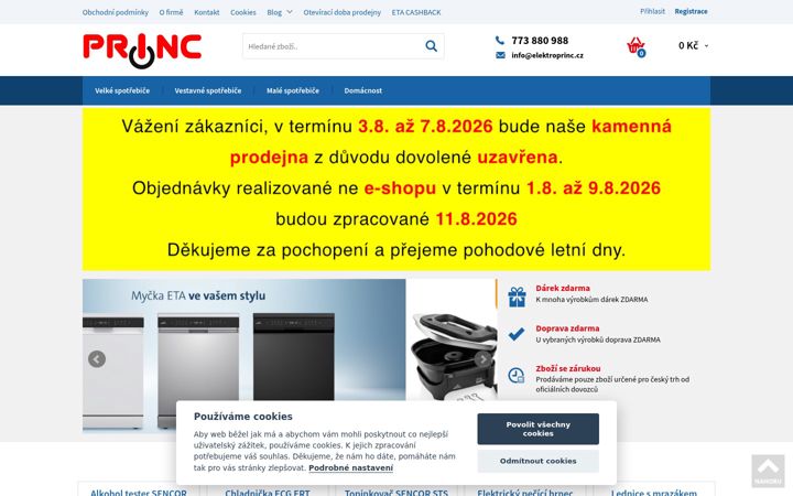 Screenshot di eprinc.cz
