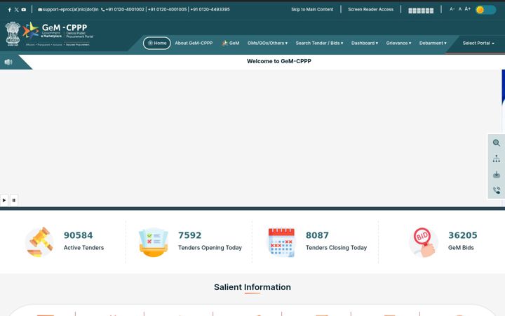 Screenshot di eprocure.gov.in