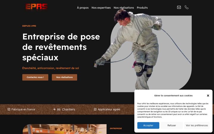 Screenshot stránky eprs-travaux.fr