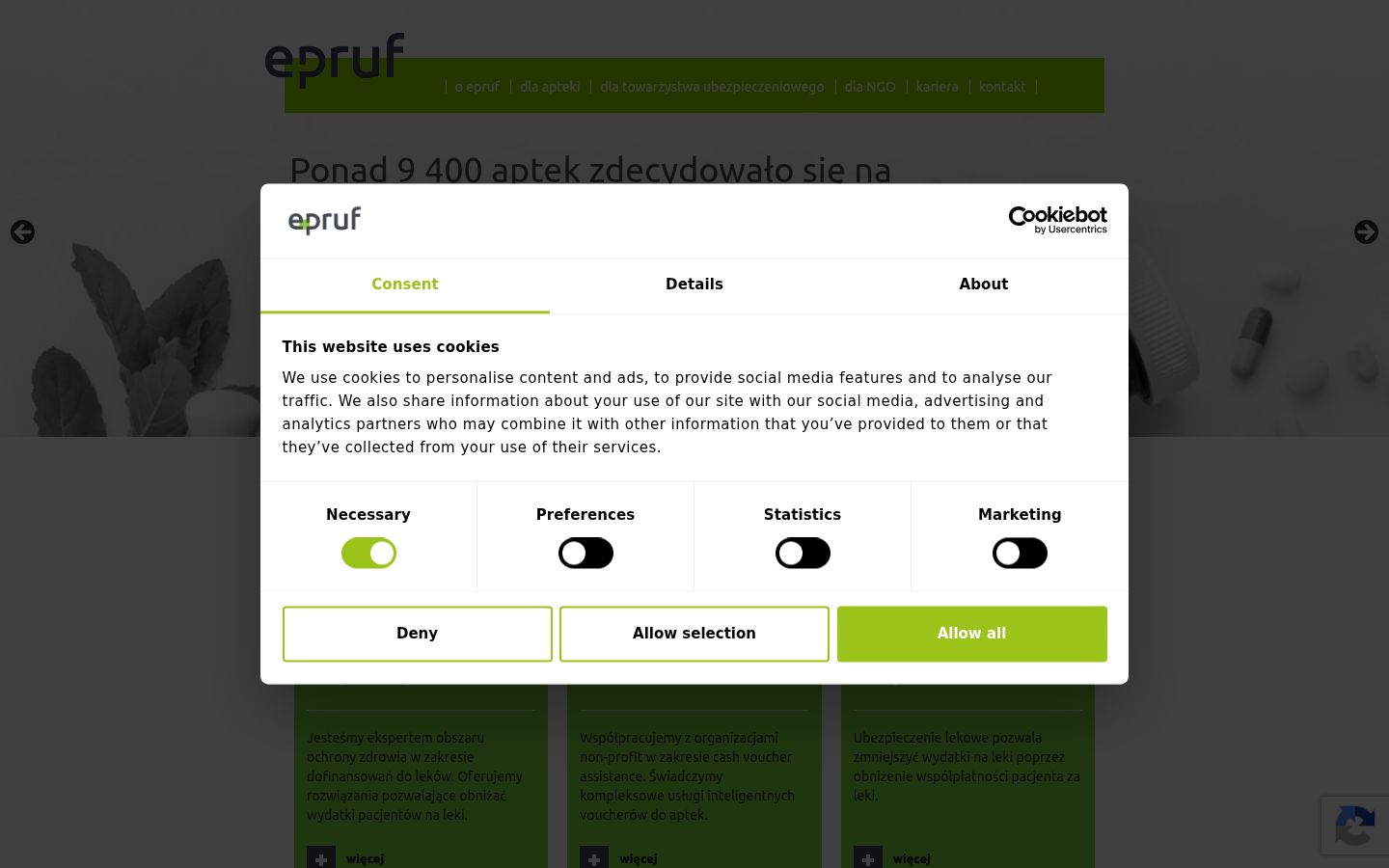 Screenshot of the consent banner shown before any interaction