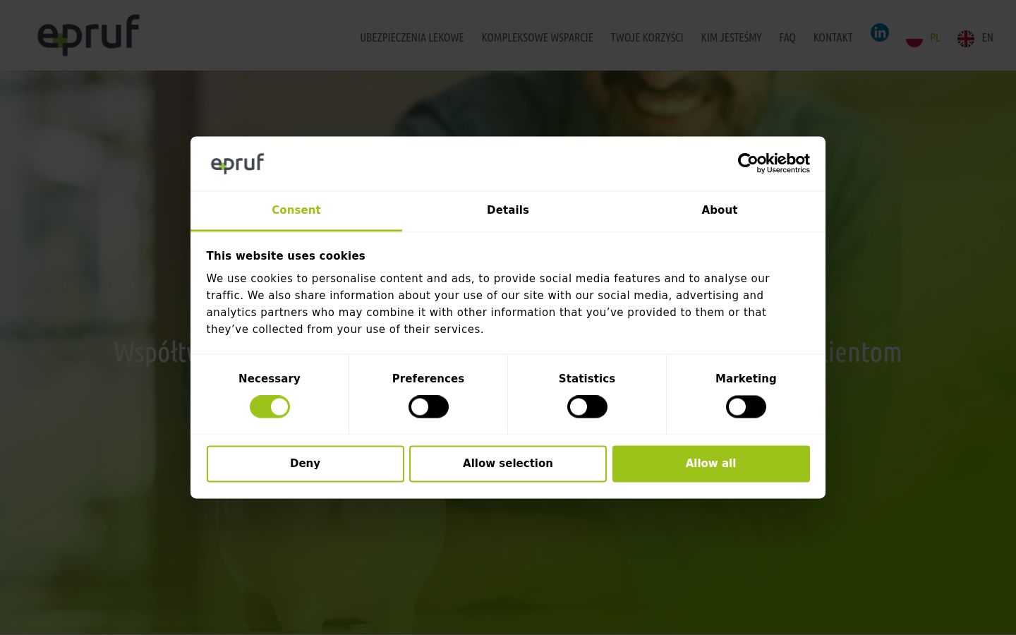 Screenshot of the consent banner shown before any interaction