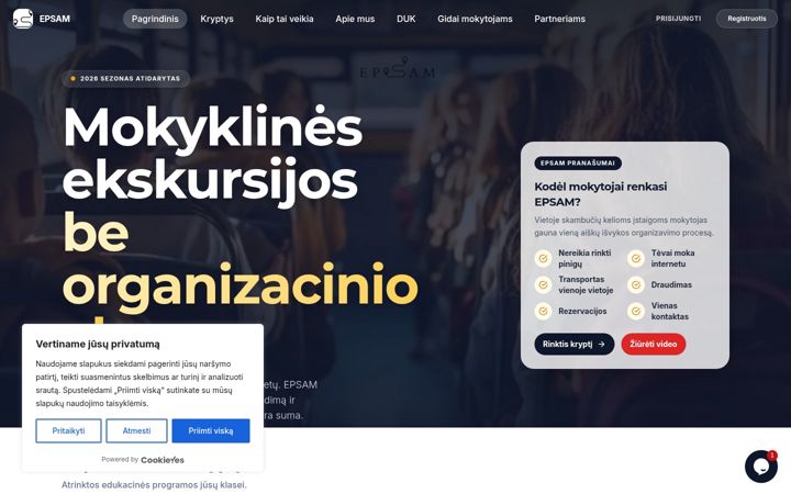 Snímek obrazovky epsam.lt