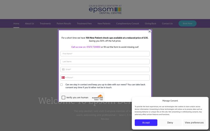 Screenshot von epsomdental.co.uk