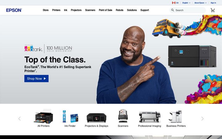 Screenshot of epson.ca