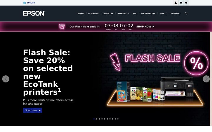 Screenshot of epson.co.uk