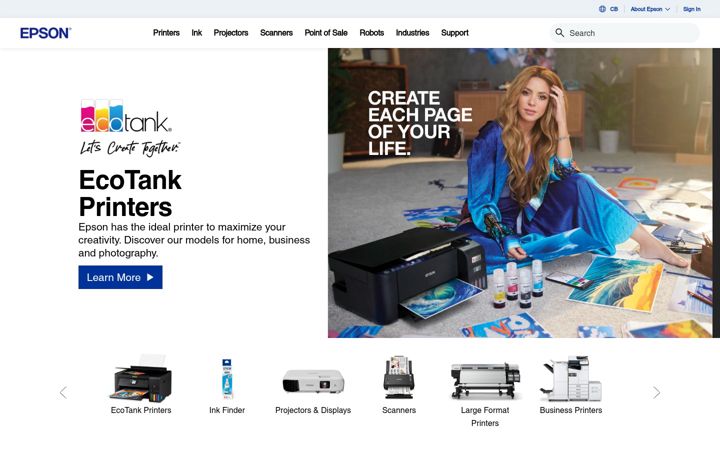 Screenshot of epson.com.jm