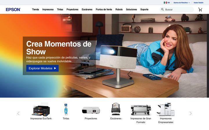Screenshot of epson.com.mx