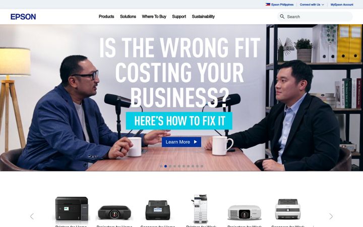 Screenshot of epson.com.ph