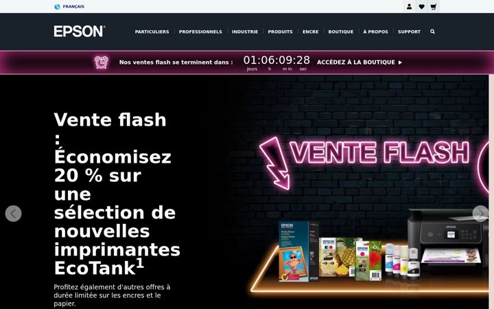 Snimka zaslona za epson.fr